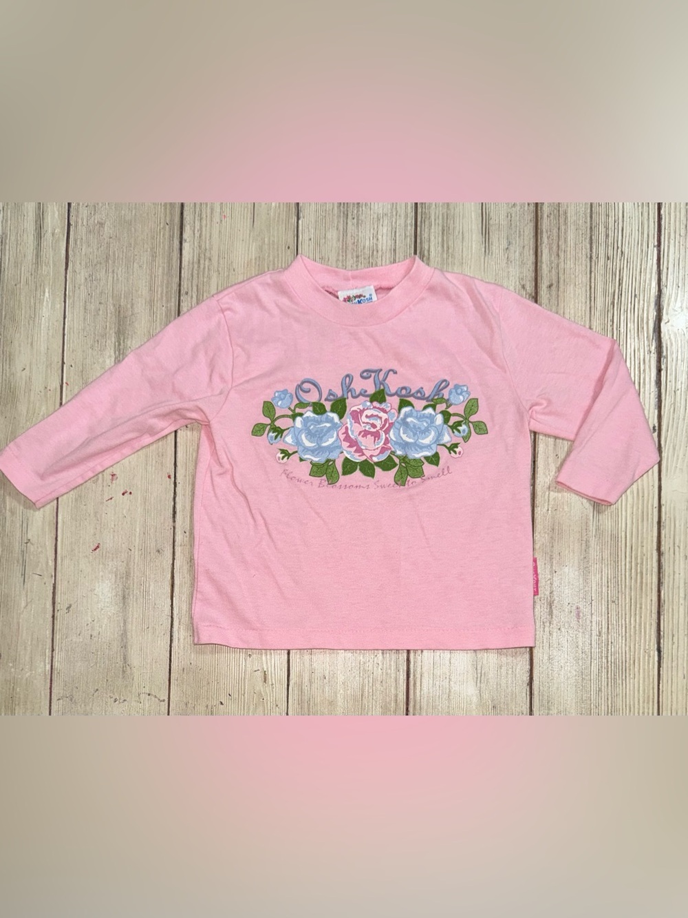 Vintage OshKosh USA pink rose long sleeve T-shirt 2t girls